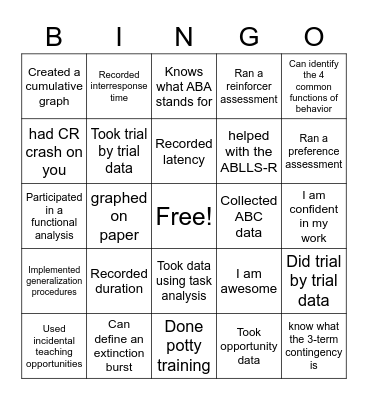 ABA BINGO Card