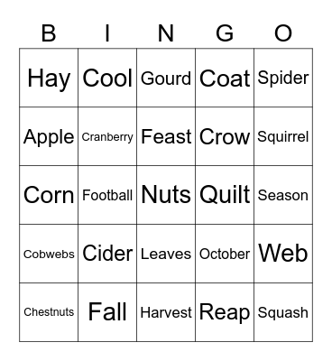 SEPTEMBER Bingo Card