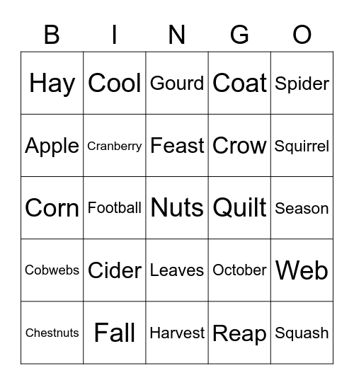 SEPTEMBER Bingo Card