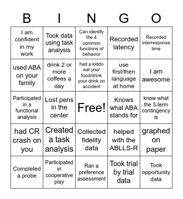 ABA BINGO Card