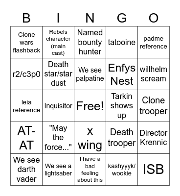 Andor bingo Card
