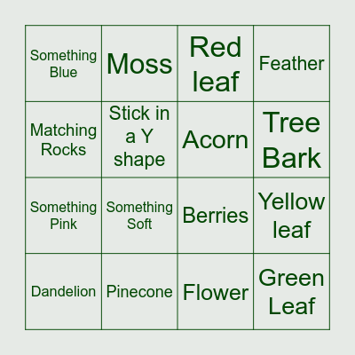 Nature Bingo Card