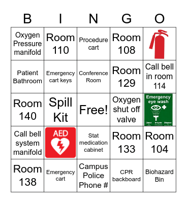 Student Health Center Safety Bingo Card