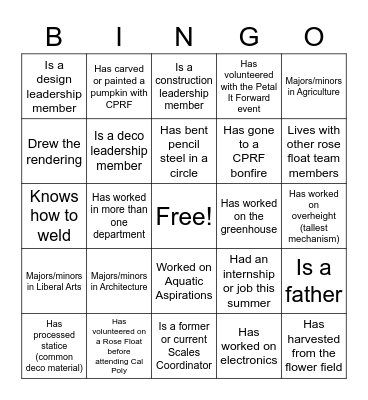 CPRF Find Someone Who... Bingo Card