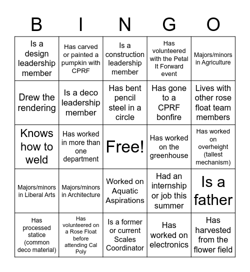 CPRF Find Someone Who... Bingo Card