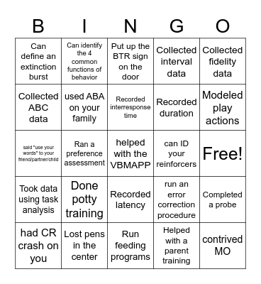 ABA BINGO Card
