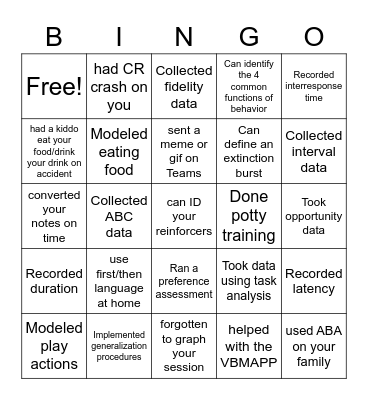 ABA BINGO Card
