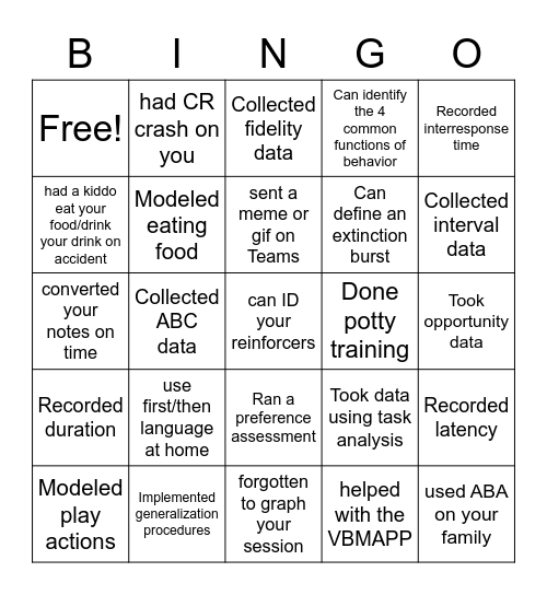 ABA BINGO Card