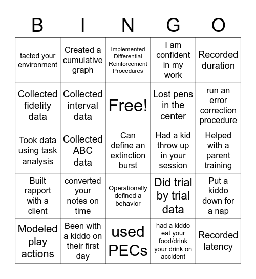 ABA BINGO Card