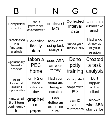 ABA BINGO Card