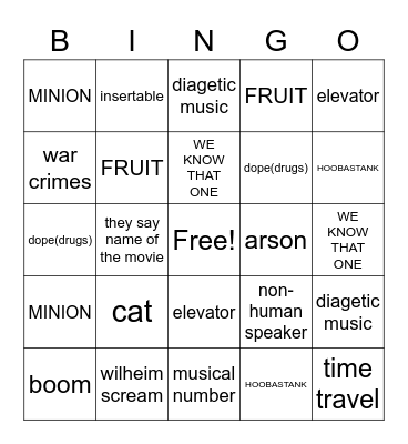 movie Bingo Card