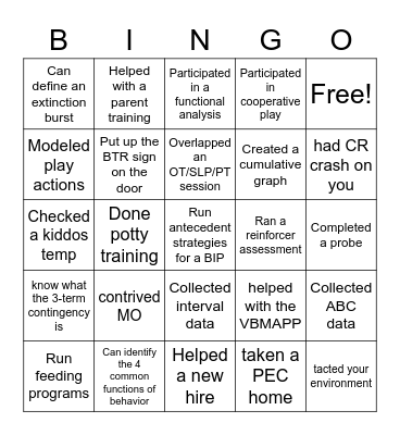 ABA BINGO Card