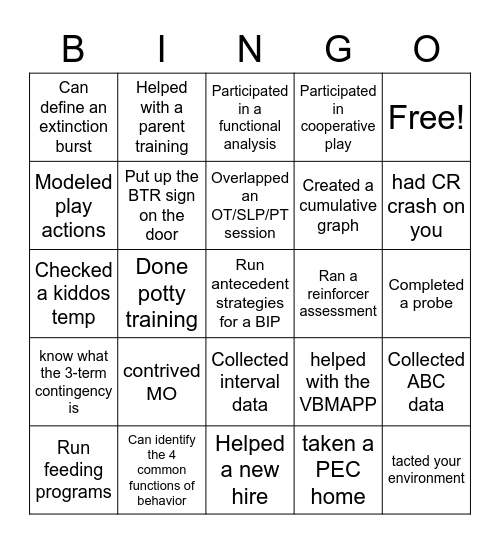 ABA BINGO Card