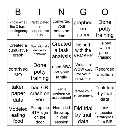 ABA BINGO Card