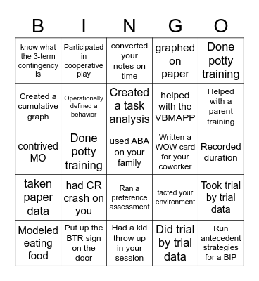 ABA BINGO Card