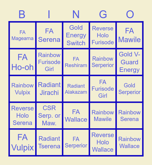 Hard Mode Arcana Bingo Card