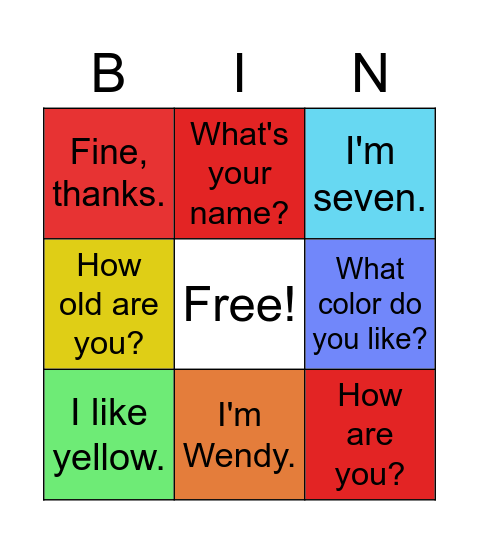 Hi Bingo Card
