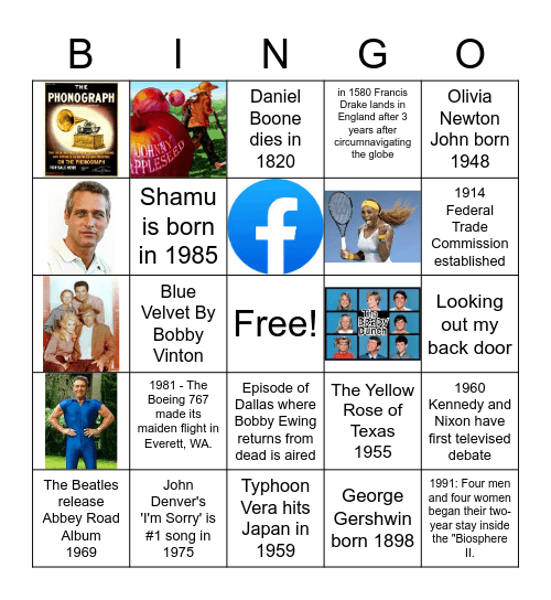 What Happened This Day in History Bingo Card