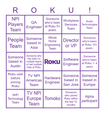 Roku City Limits Bingo Card