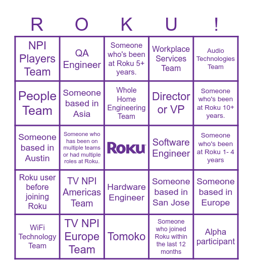 Roku City Limits Bingo Card