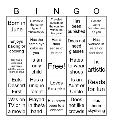 People BINGO Card