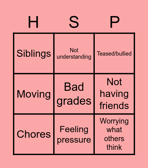 What Are Your Stressors? Bingo Card