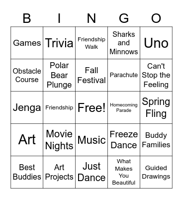 Best Buddies Bingo Card