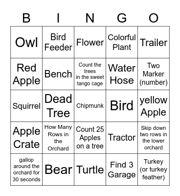 Apple Orchard Bingo Card