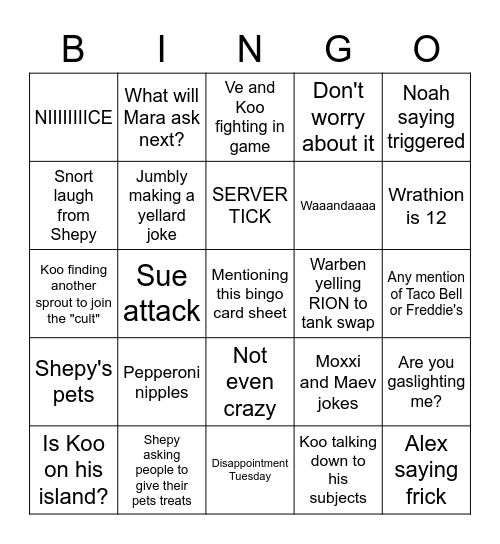 Fancy Pants Bingo Card