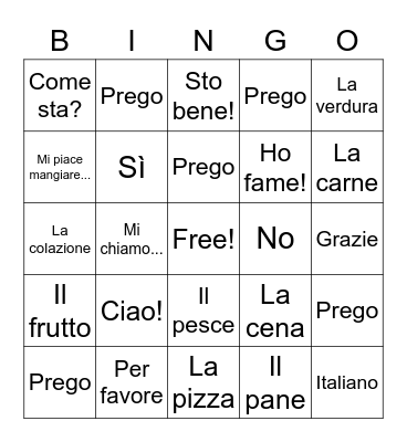 Ciao Time Bingo! Bingo Card