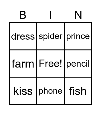 Lesson 3-Book #1 Bingo Card