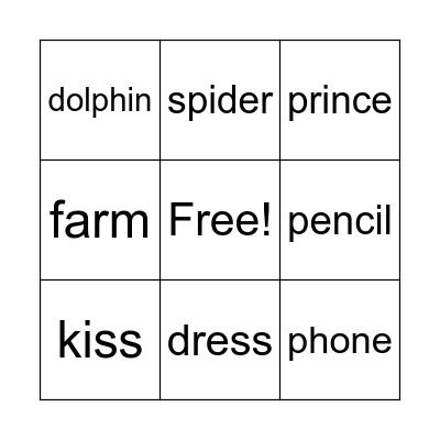 Bingo:Lesson 3-Book 1 Bingo Card