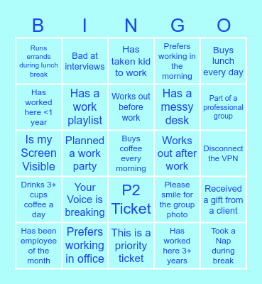 WFH BINGO!!! Bingo Card