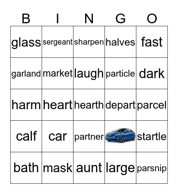 'ar'  Bingo Card