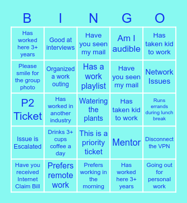 WFH Bingo!!! Bingo Card