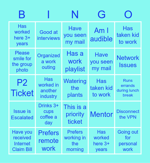 WFH Bingo!!! Bingo Card