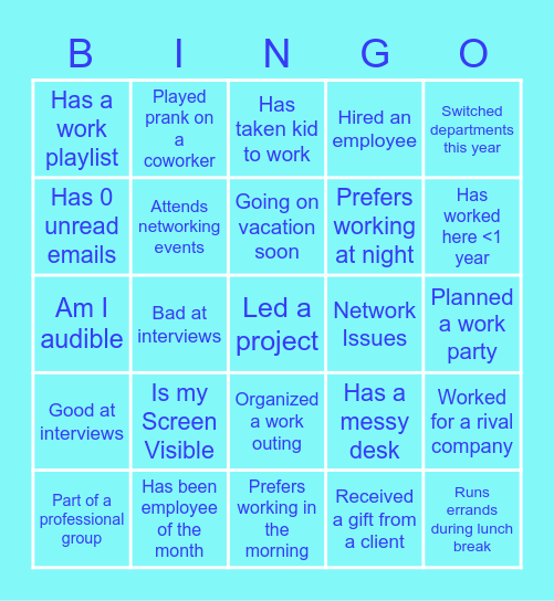 WFH Bingo!!! Bingo Card