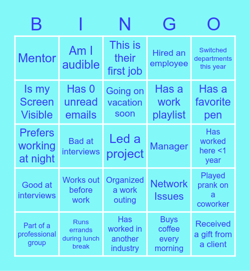 WFH Bingo!!! Bingo Card