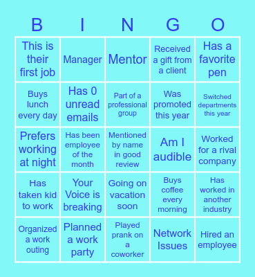WFH Bingo!!! Bingo Card