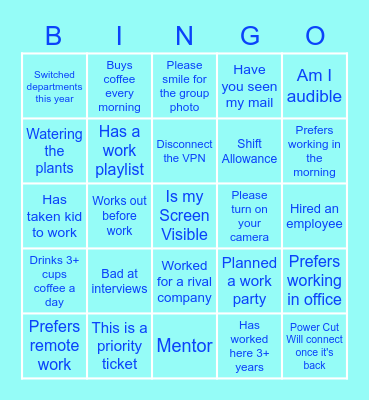 WFH Bingo!!! Bingo Card