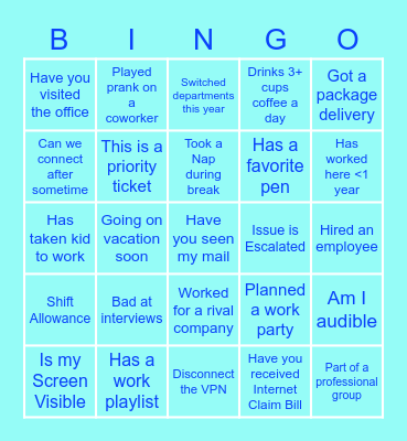 WFH Bingo!!! Bingo Card