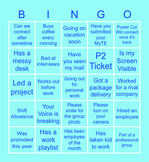 WFH Bingo!!! Bingo Card