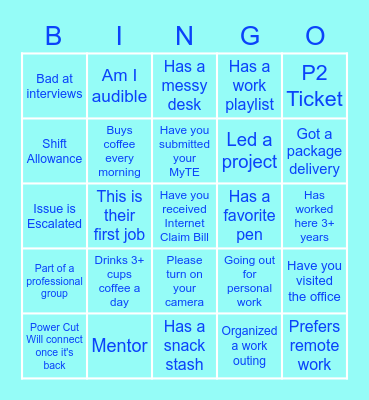 WFH Bingo!!! Bingo Card