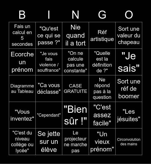 Bingochimie, Paolo Edition Bingo Card