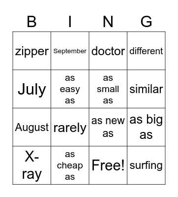 Untitled Bingo Card