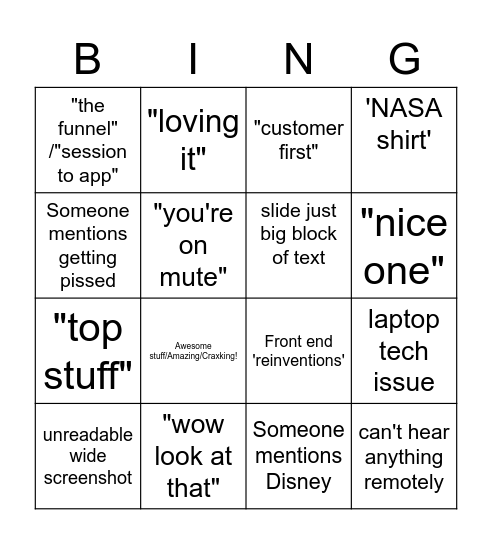 zuto bingo Card