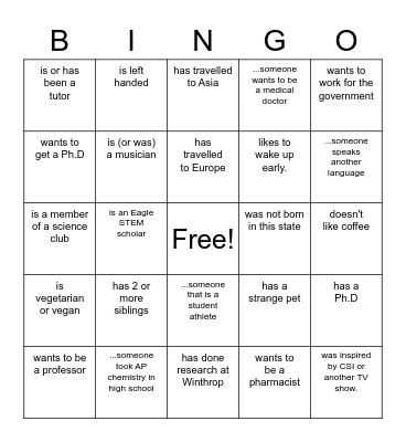 Find Someone that... Bingo Card