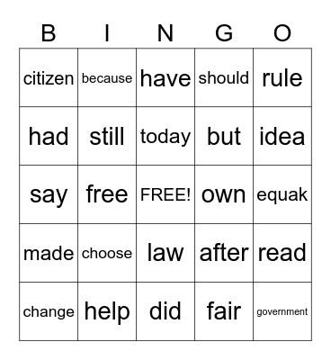 September BINGO_spelling & vocabulary MIDDLE Bingo Card