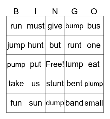 First Grade Bingo Card