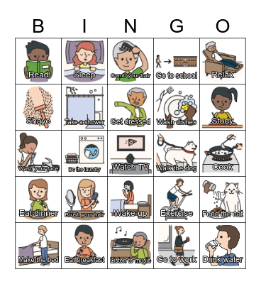 ESL - Daily Routines - from ESL Library Bingo Card